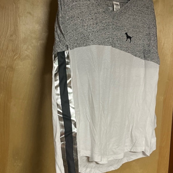 PINK Victoria's Secret Gray and White Tunic Top with sparkle design - Picture 2 of 4